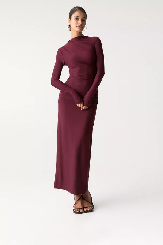 Wine Red Midi Dress